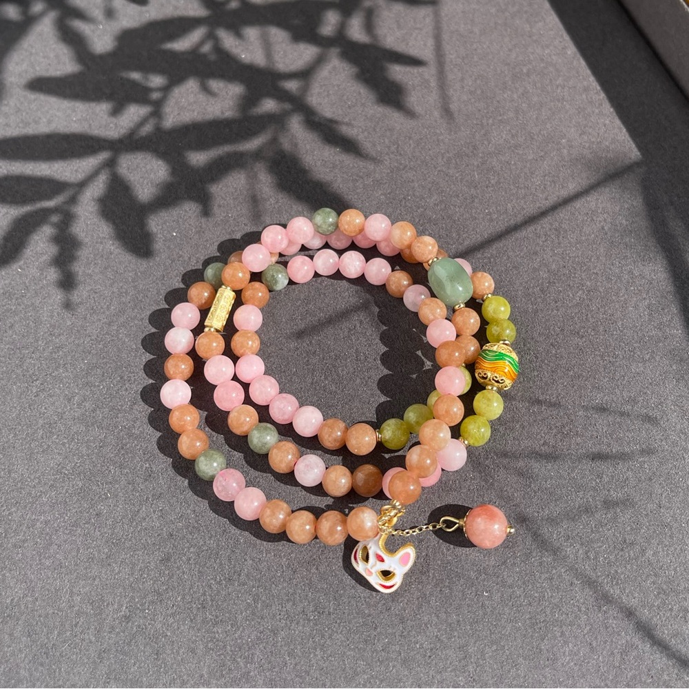 Natural crystal Enamel Chain handmade by Local Artist